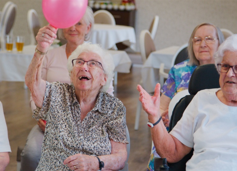 A group of seniors in a retirement home.